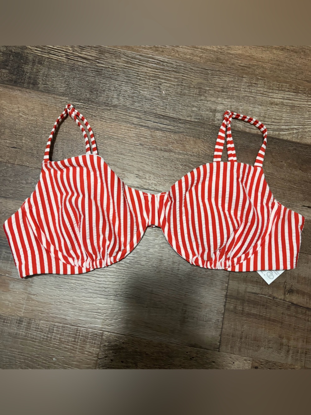 Abercrombie Red and White Stripe Bikini Top